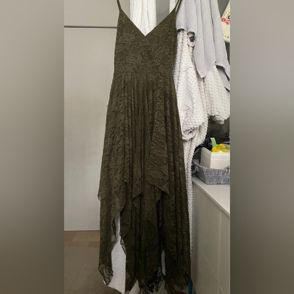 vestito lungo verde bosco